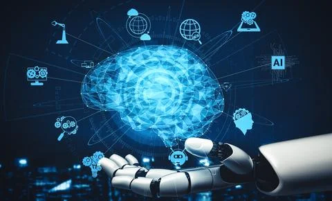 XAI Future artificial intelligence and machine learning for AI droid robot or 스톡 일러스트