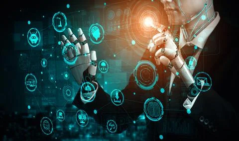 XAI Future artificial intelligence and machine learning for AI droid robot or イラスト素材