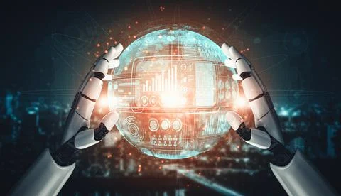 XAI Future artificial intelligence and machine learning for AI droid robot or 스톡 일러스트