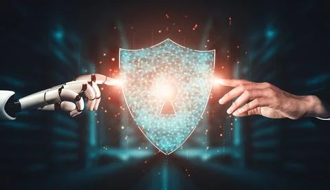 XAI Future artificial intelligence and machine learning for AI droid robot or Illustrazione stock