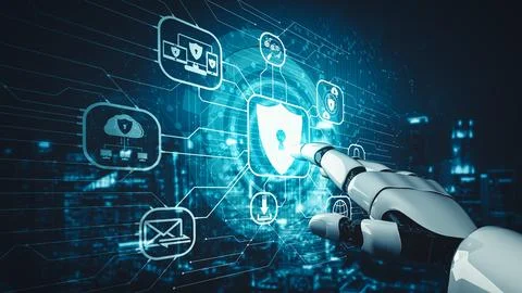 XAI Future artificial intelligence and machine learning for AI droid robot or Stock Illustration