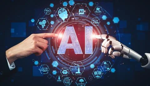 XAI Future artificial intelligence and machine learning for AI droid robot or Stock Illustration