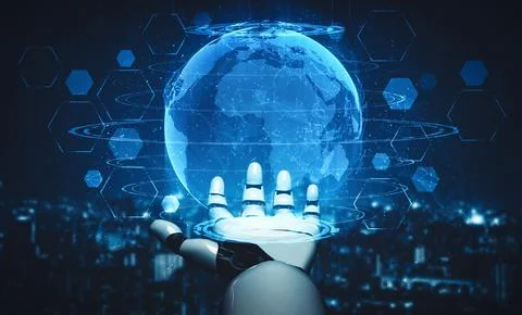 XAI Future artificial intelligence and machine learning for AI droid robot or Illustrazione stock