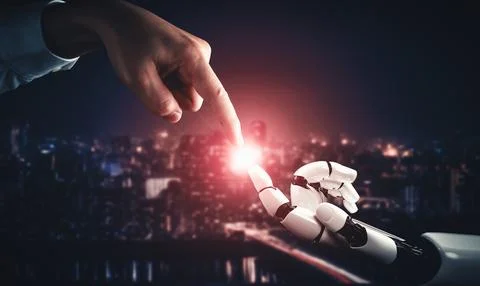 XAI Future artificial intelligence and machine learning for AI droid robot or Stock Illustration