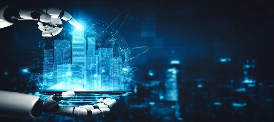 XAI Future artificial intelligence and machine learning for AI droid robot or Stock Illustration