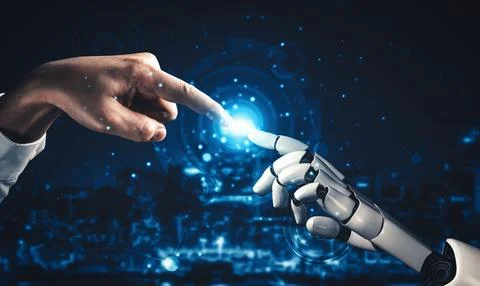 XAI Future artificial intelligence and machine learning for AI droid robot or Ilustración de archivo