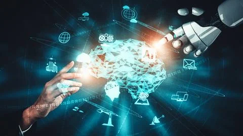 XAI Future artificial intelligence and machine learning for AI droid robot or 스톡 일러스트