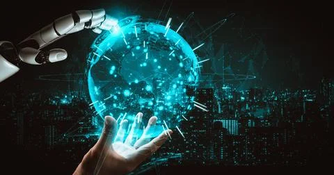 XAI Future artificial intelligence and machine learning for AI droid robot or Stock Illustration