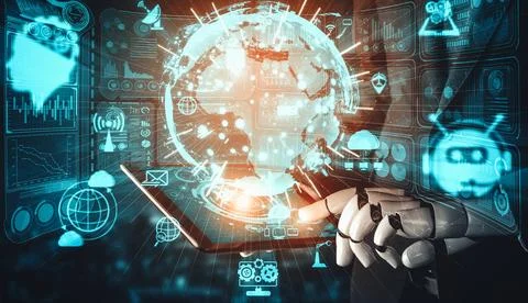 XAI Future artificial intelligence and machine learning for AI droid robot or 스톡 일러스트