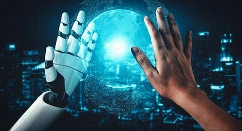 XAI Future artificial intelligence and machine learning for AI droid robot or Stock Illustration