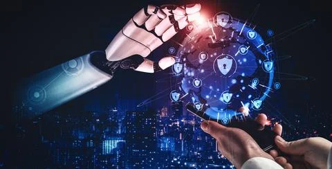 XAI Future artificial intelligence and machine learning for AI droid robot or Stock Illustration