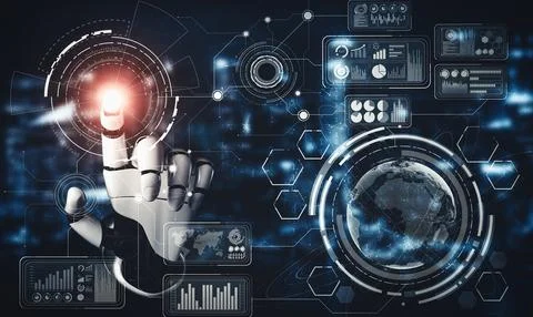 XAI Future artificial intelligence and machine learning for AI droid robot or Stock Illustration