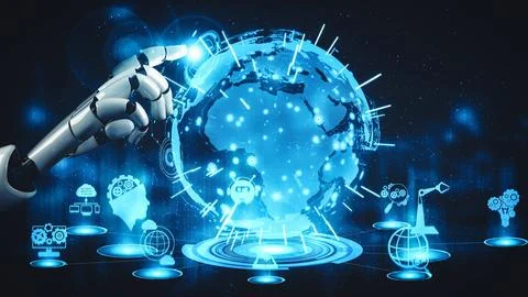 XAI Future artificial intelligence and machine learning for AI droid robot or 스톡 일러스트