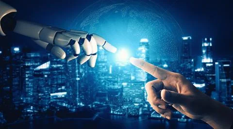 XAI Future artificial intelligence and machine learning for AI droid robot or Illustrazione stock