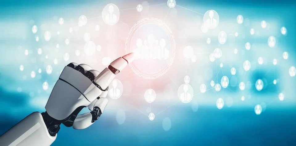 XAI Future artificial intelligence and machine learning for AI droid robot or Stock Illustration