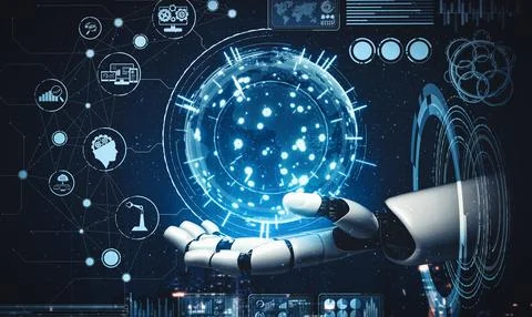 XAI Future artificial intelligence and machine learning for AI droid robot or イラスト素材