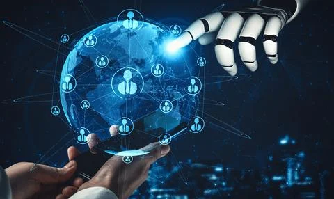 XAI Future artificial intelligence and machine learning for AI droid robot or 스톡 일러스트