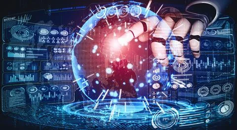 XAI Future artificial intelligence and machine learning for AI droid robot or Stock Illustration