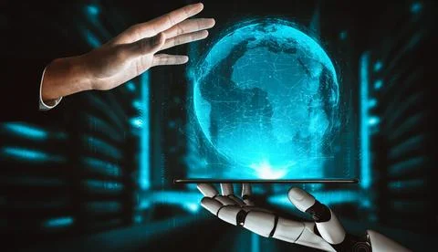 XAI Future artificial intelligence and machine learning for AI droid robot or Stock Illustration