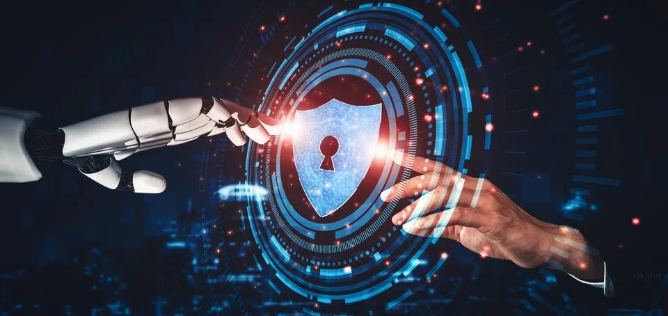 XAI Future artificial intelligence and machine learning for AI droid robot or Illustrazione stock