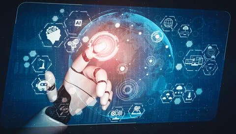 XAI Future artificial intelligence and machine learning for AI droid robot or 스톡 일러스트