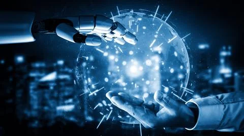 XAI Future artificial intelligence and machine learning for AI droid robot or Stock Illustration