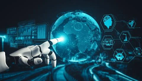 XAI Future artificial intelligence and machine learning for AI droid robot or Stock Illustration