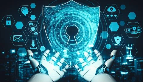 XAI Future artificial intelligence and machine learning for AI droid robot or Stock Illustration