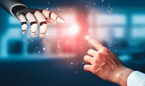 XAI Future artificial intelligence and machine learning for AI droid robot or Illustrazione stock