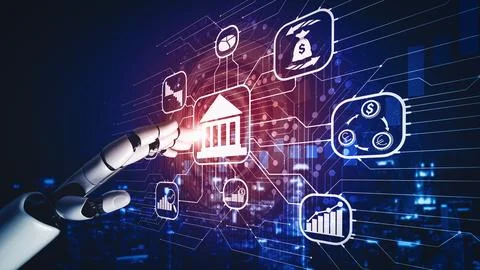 XAI Future artificial intelligence and machine learning for AI droid robot or Illustrazione stock