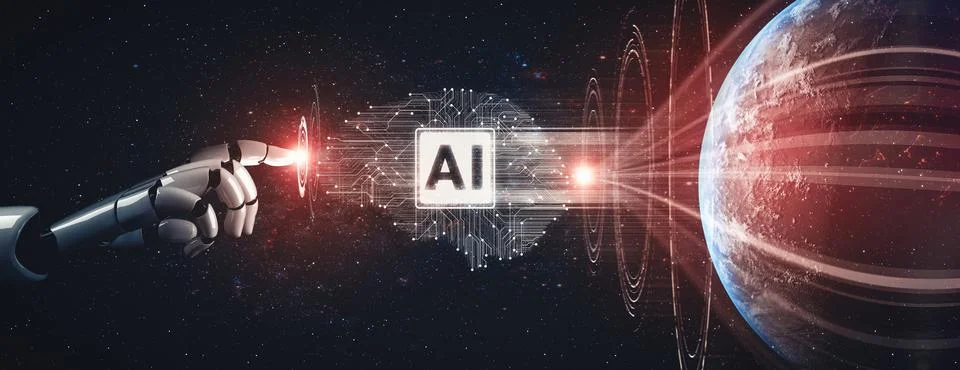 XAI Future artificial intelligence and machine learning for AI droid robot or Stockillustratie