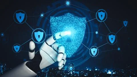 XAI Future artificial intelligence and machine learning for AI droid robot or Stock Illustration