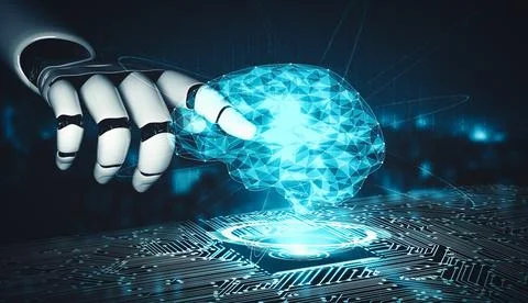 XAI Future artificial intelligence and machine learning for AI droid robot or Illustrazione stock