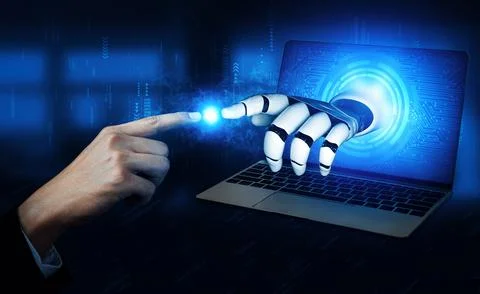 XAI Future artificial intelligence robot and cyborg. Illustrazione stock