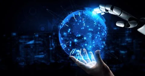 XAI Future artificial intelligence robot and cyborg. Illustrazione stock