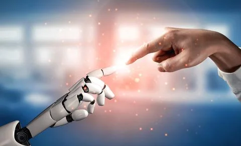 XAI Future artificial intelligence robot and cyborg. Stock Illustration