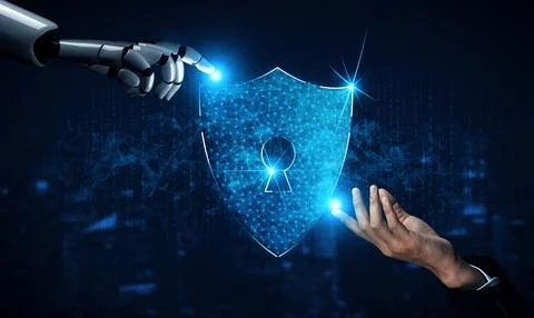 XAI Future artificial intelligence robot and cyborg. Stock Illustration