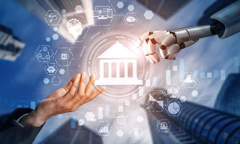 XAI Future artificial intelligence robot and cyborg. Illustrazione stock