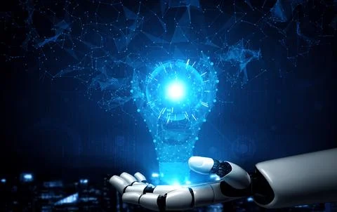 XAI Future artificial intelligence robot and cyborg. Illustrazione stock