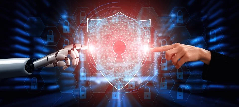 XAI Future artificial intelligence robot and cyborg. Illustrazione stock