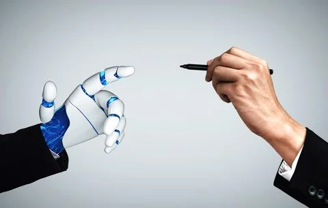 XAI Future artificial intelligence robot and cyborg. Stock Illustration