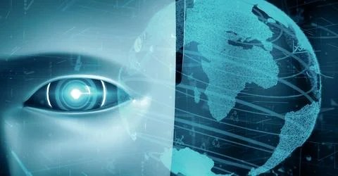 XAI Future financial technology controll by AI robot huminoid uses machine Illustrazione stock