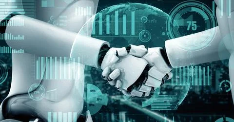 XAI Future financial technology controll by AI robot huminoid uses machine 스톡 일러스트