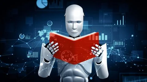 XAI Future financial technology controll by AI robot huminoid uses machine Illustrazione stock