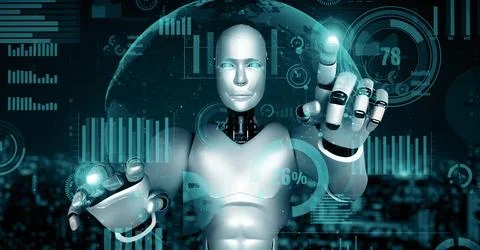 XAI Future financial technology controll by AI robot huminoid uses machine 스톡 일러스트