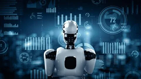 XAI Future financial technology controll by AI robot huminoid uses machine 스톡 일러스트