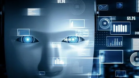 XAI Future financial technology controll by AI robot huminoid uses machine Stock Illustration