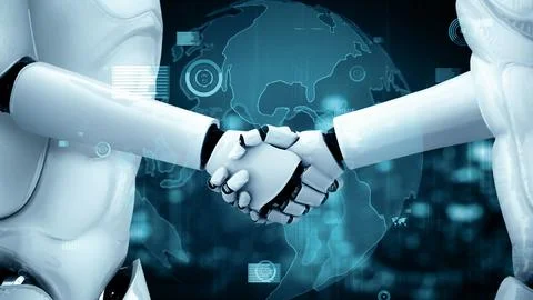XAI Future financial technology controll by AI robot huminoid uses machine Illustrazione stock