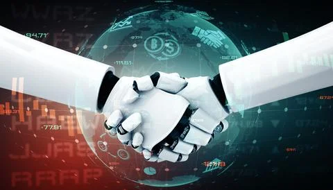 XAI Future financial technology controlled by AI robot using machine learning 스톡 일러스트