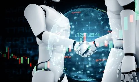 XAI Future financial technology controlled by AI robot using machine learning イラスト素材